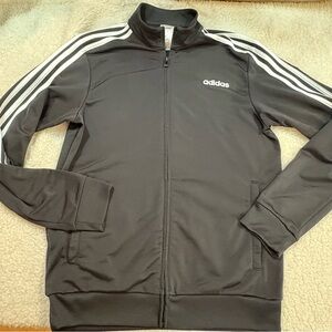 Adidas Men's Black Essentials 3 White Stripes Tricot Track Jacket